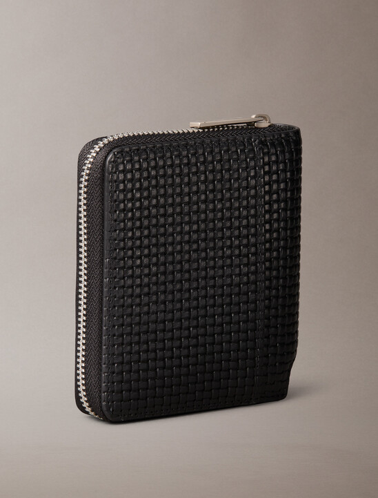 Embossed Woven Zip Billfold Wallet