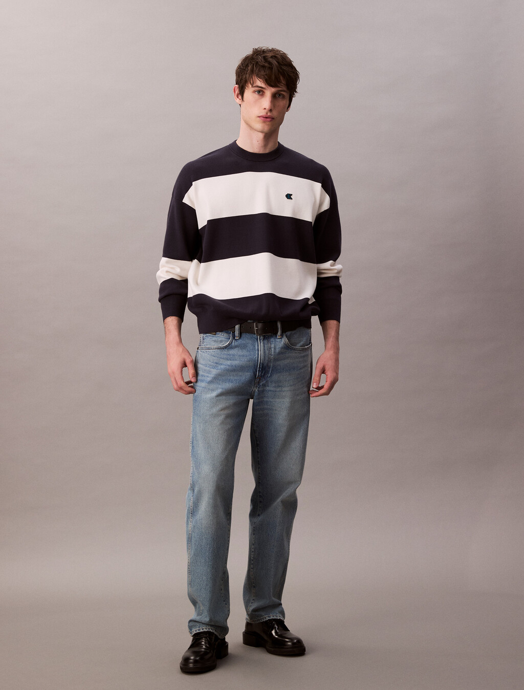 Tech Knit Stripe Relaxed Jumper, Night Sky, hi-res