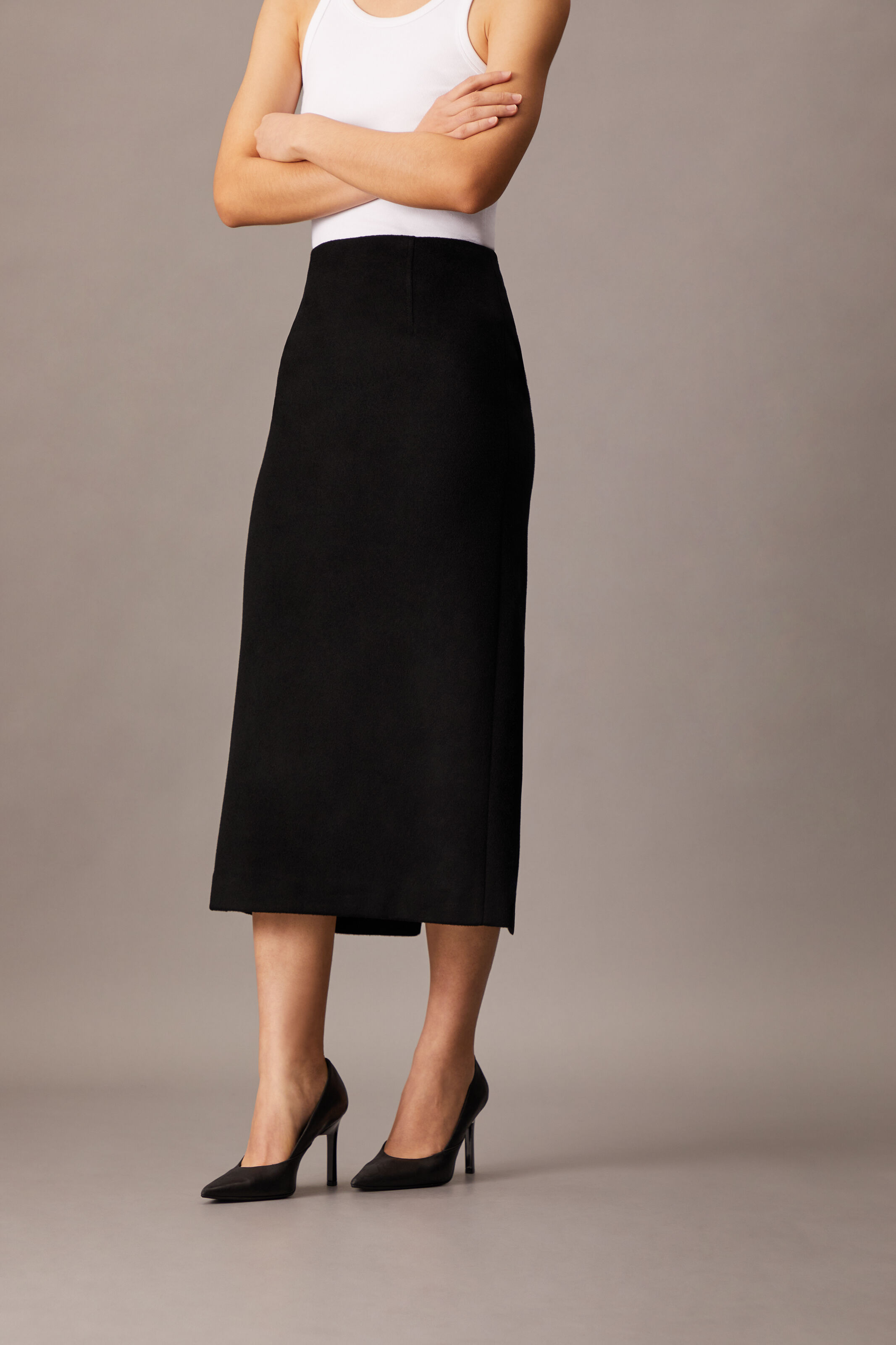 Brushed Wool Pencil Skirt black Calvin Klein Singapore