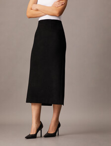 Brushed Wool Pencil Skirt, Black, hi-res