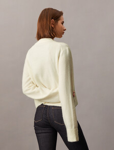 Plush Wool Blend Cardigan, Ivory, hi-res