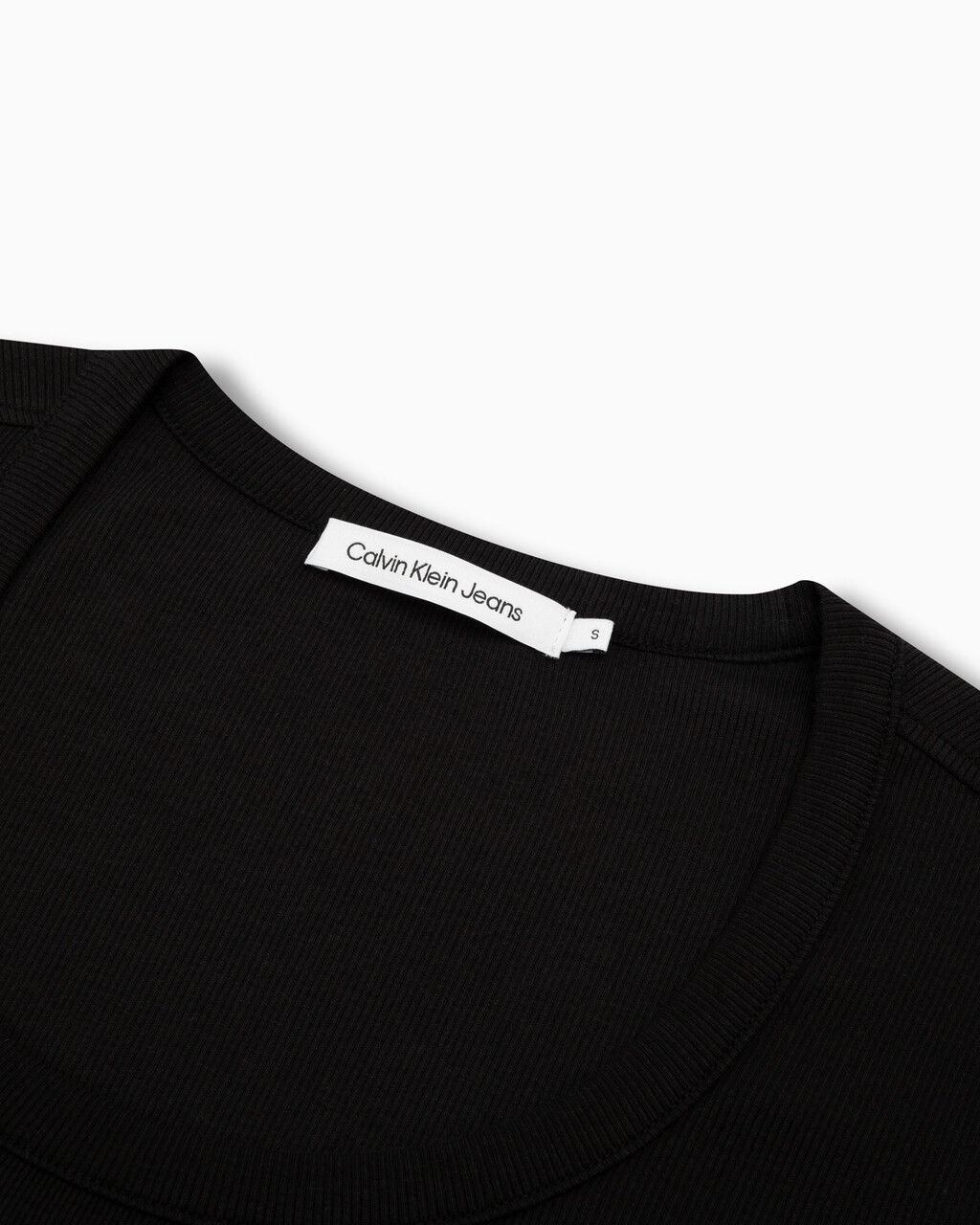 Logo Tape Rib Knit Body Stretch T-Shirt Dress, Ck Black, hi-res