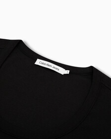 Logo Tape Rib Knit Body Stretch T-Shirt Dress, Ck Black, hi-res