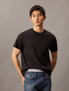 Embossed Monogram Slim Tee, Black, hi-res