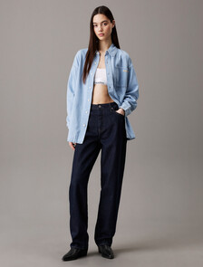 Oversized Denim Shirt, Denim Light, hi-res