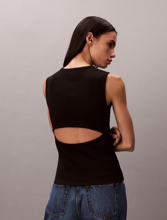 Monogram Label Cutout Tank Top