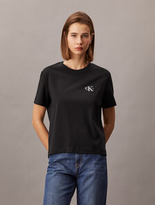 Core Essentials Monogram Embroidery Tee, Black, hi-res