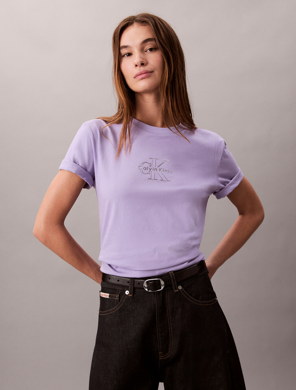 Glossy Metallic Logo T-shirt, Soft Lavender, hi-res