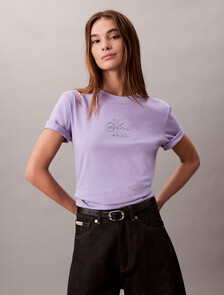 Glossy Metallic Logo T-shirt, Soft Lavender, hi-res