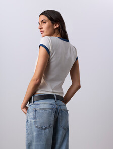 Jung Kook for Calvin Klein Icons Graphic Ringer Baby Tee, Lily, hi-res