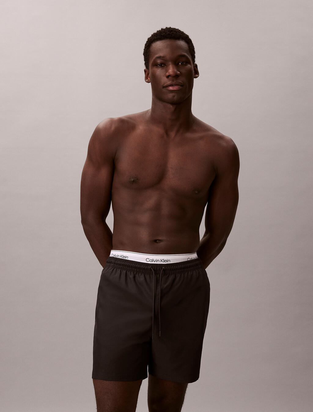 Medium Drawstring Swim Shorts - CK Essentials, Black, hi-res