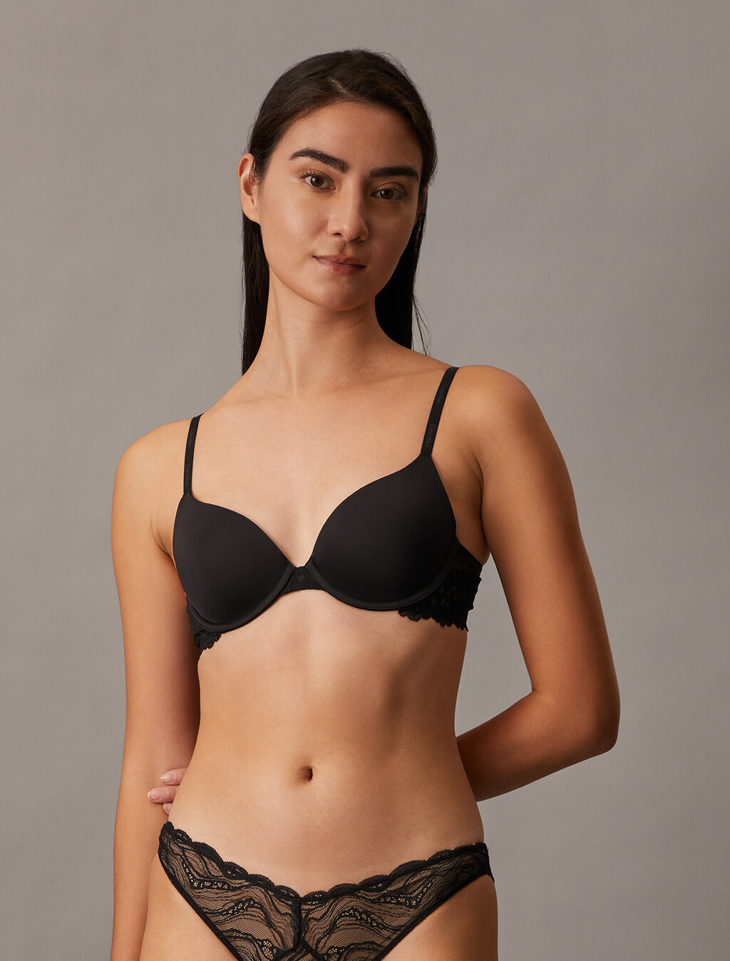 Attraction Light Lined Demi Bra, Black, hi-res