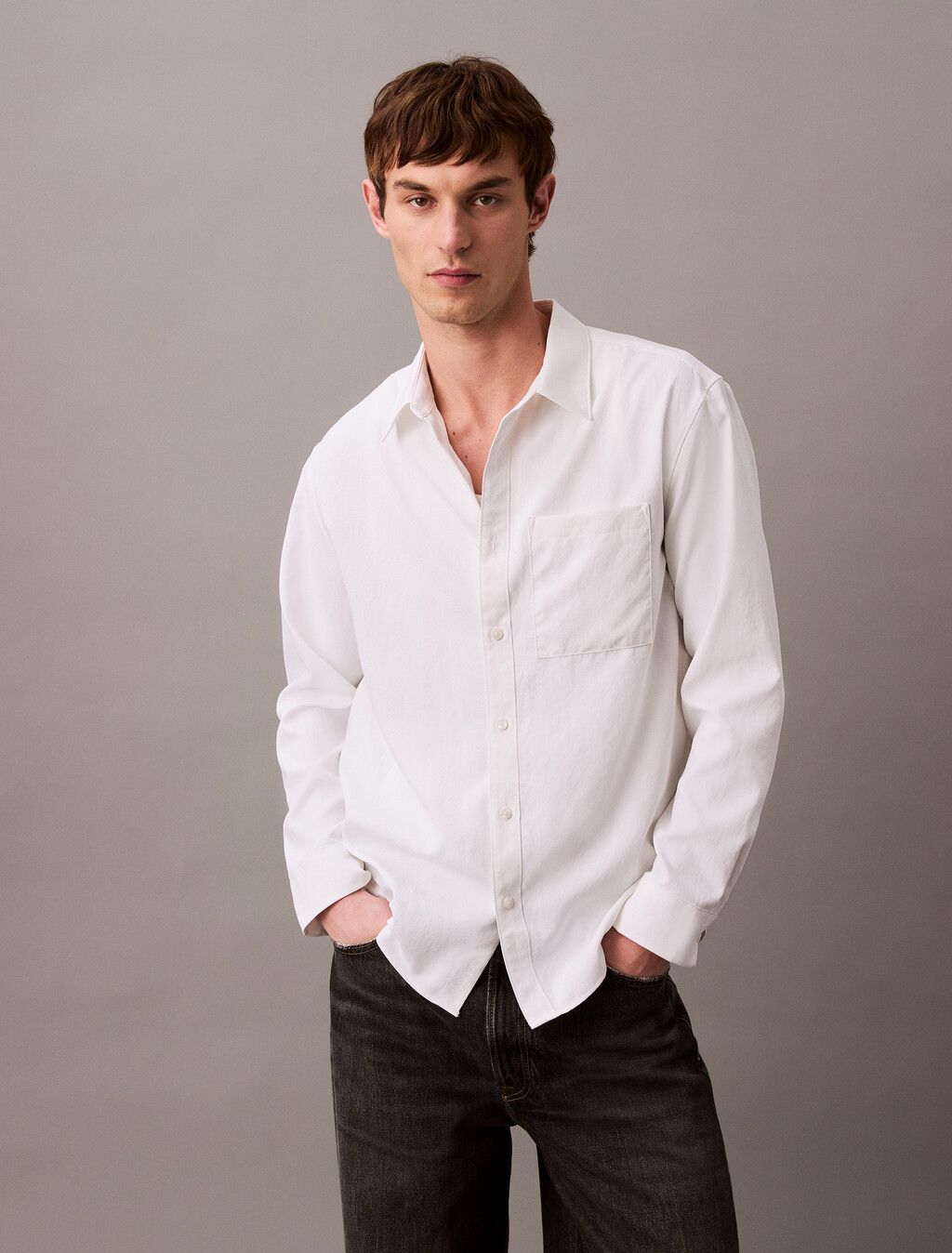 Technical Oxford Easy Care Shirt, Brilliant White, hi-res