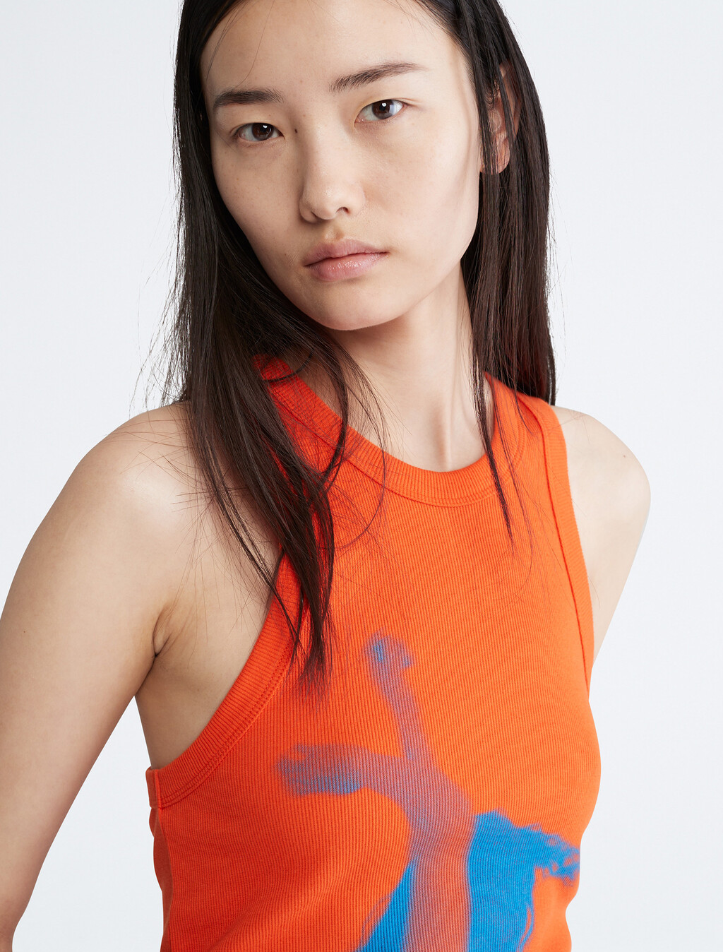Standards Ribbed Twirl Graphic Tank Top, Orange Magic, hi-res