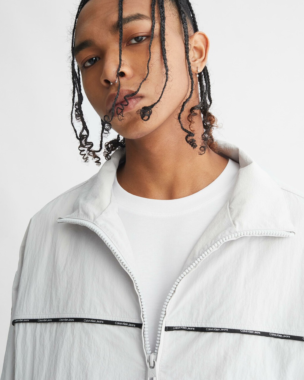LOGO PIPE WINDBREAKER, Ghost Grey, hi-res