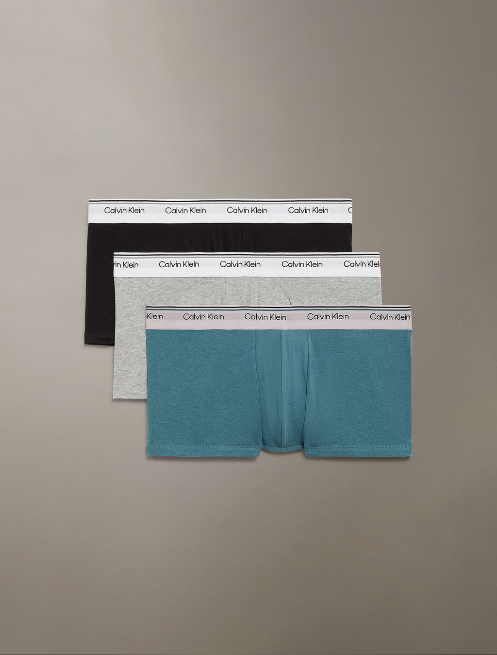 Cotton Stretch Balance Low Rise Trunks 3 Pack, dusty sage/ grey heather/ black, hi-res