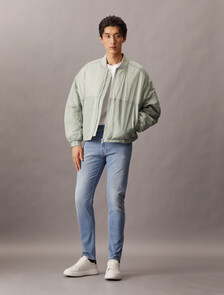 Lightweight Nylon Relaxed Bomber Jacket, Slate Gray, hi-res
