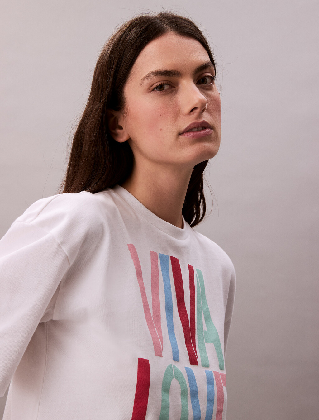 Pride Viva Love Graphic Cropped Relaxed T-Shirt, Bright White, hi-res