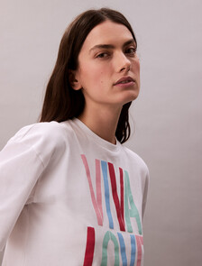 Pride Viva Love Graphic Cropped Relaxed T-Shirt, Bright White, hi-res