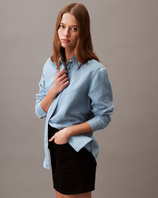 Chambray Classic Button-Down Shirt, STEVIE BLUE, hi-res