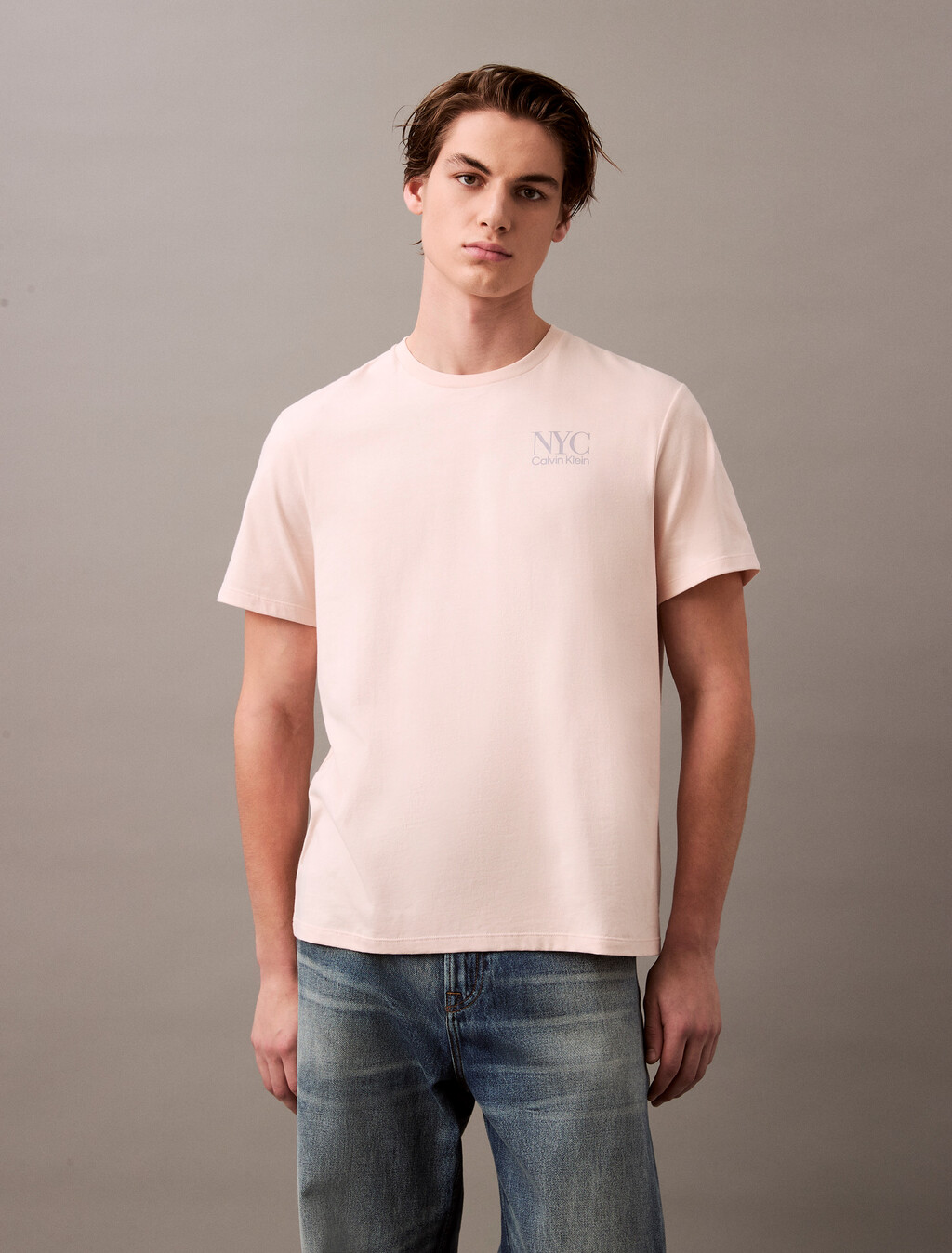 Embroidered NYC Back Tee, Silver Peony, hi-res