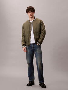 Nylon Tipped Bomber Jacket, Dusty Olive, hi-res
