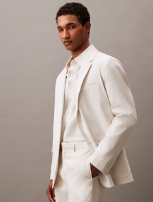 Linen Blend Blazer, White Onyx, hi-res
