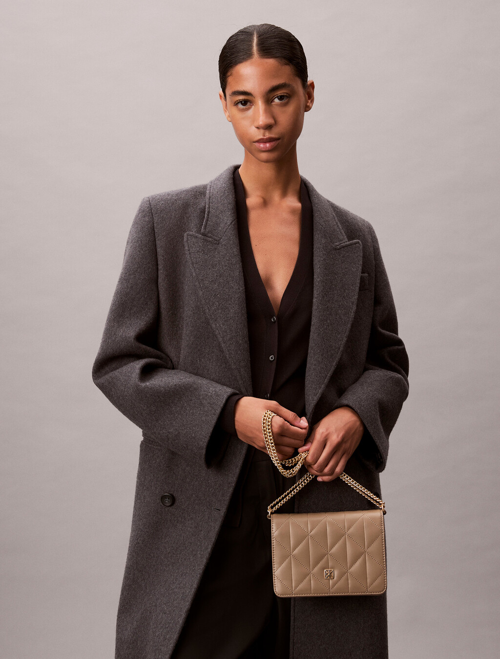 Quilted Emblem Logo Mini Bag, Desert Taupe, hi-res