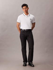 Monogram Slim Tipped Polo, Bright White, hi-res
