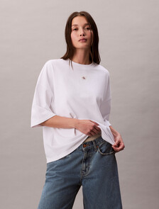 Woven Label Oversized Tee, Brilliant White, hi-res
