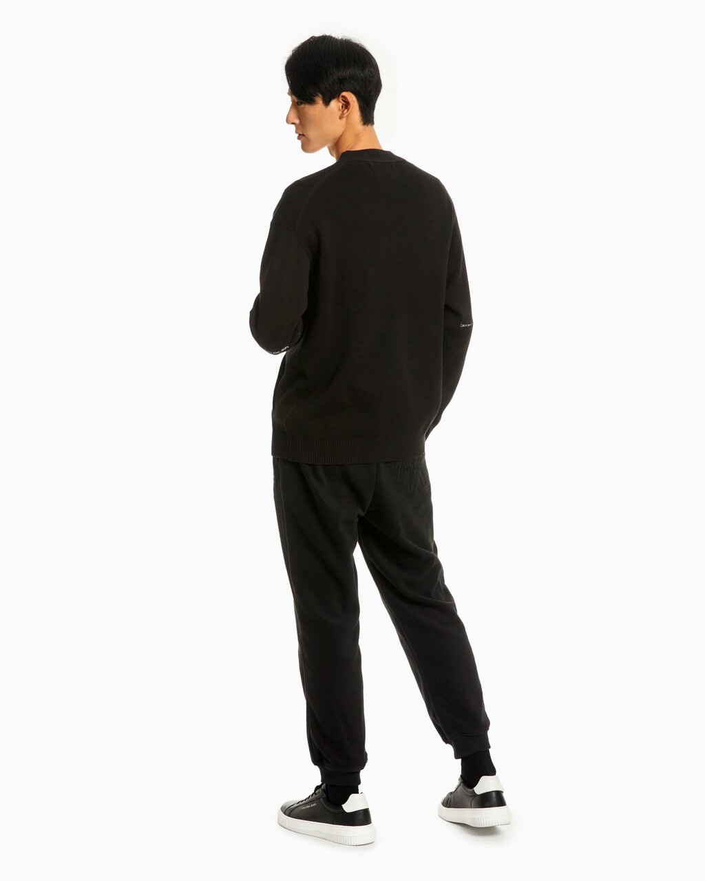 LOGO STRIPE CARDIGAN, Ck Black, hi-res