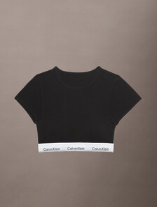 Icon Cotton T-Shirt Bralette, Black, hi-res