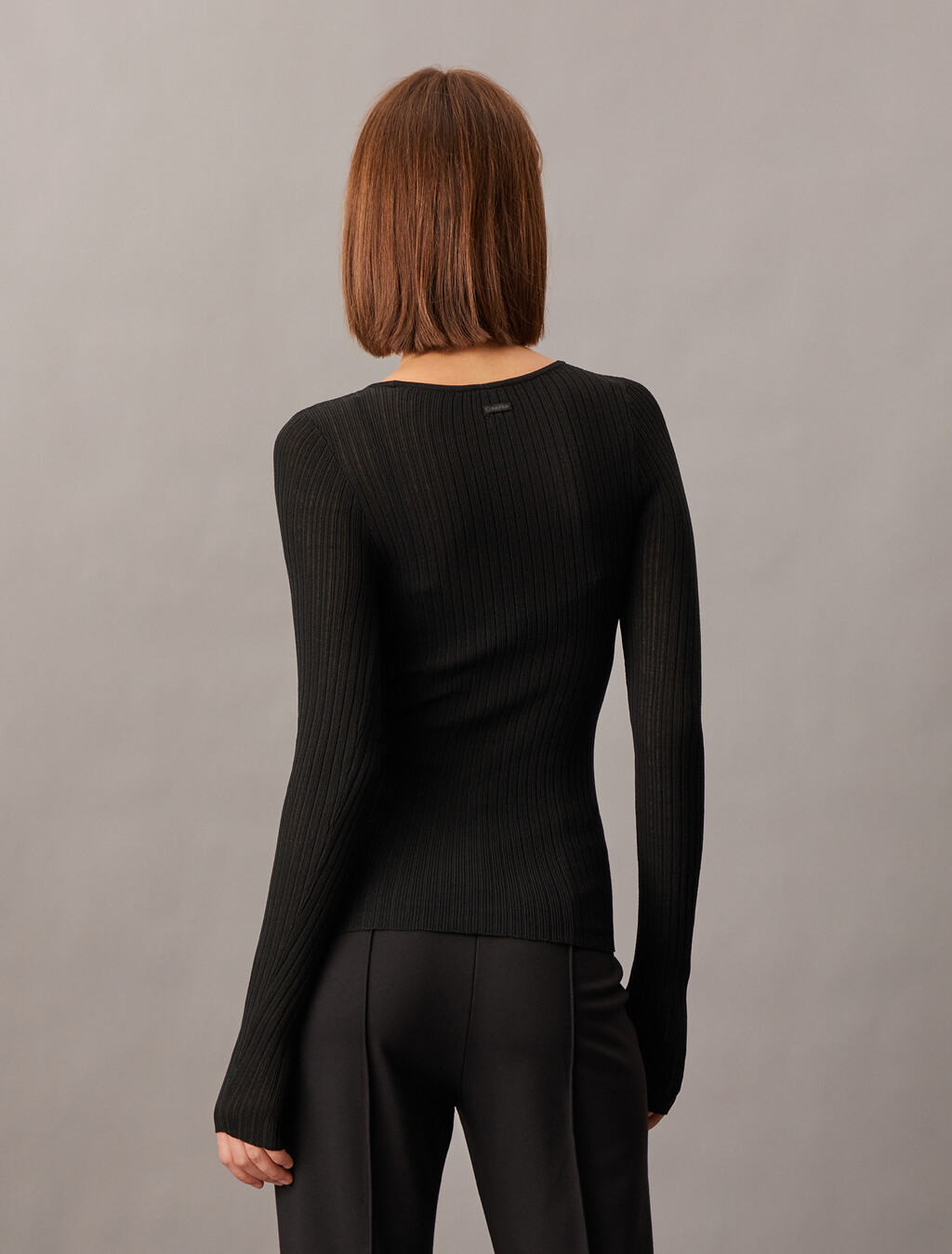 Sheer Long Sleeve Sweater, Black Beauty, hi-res