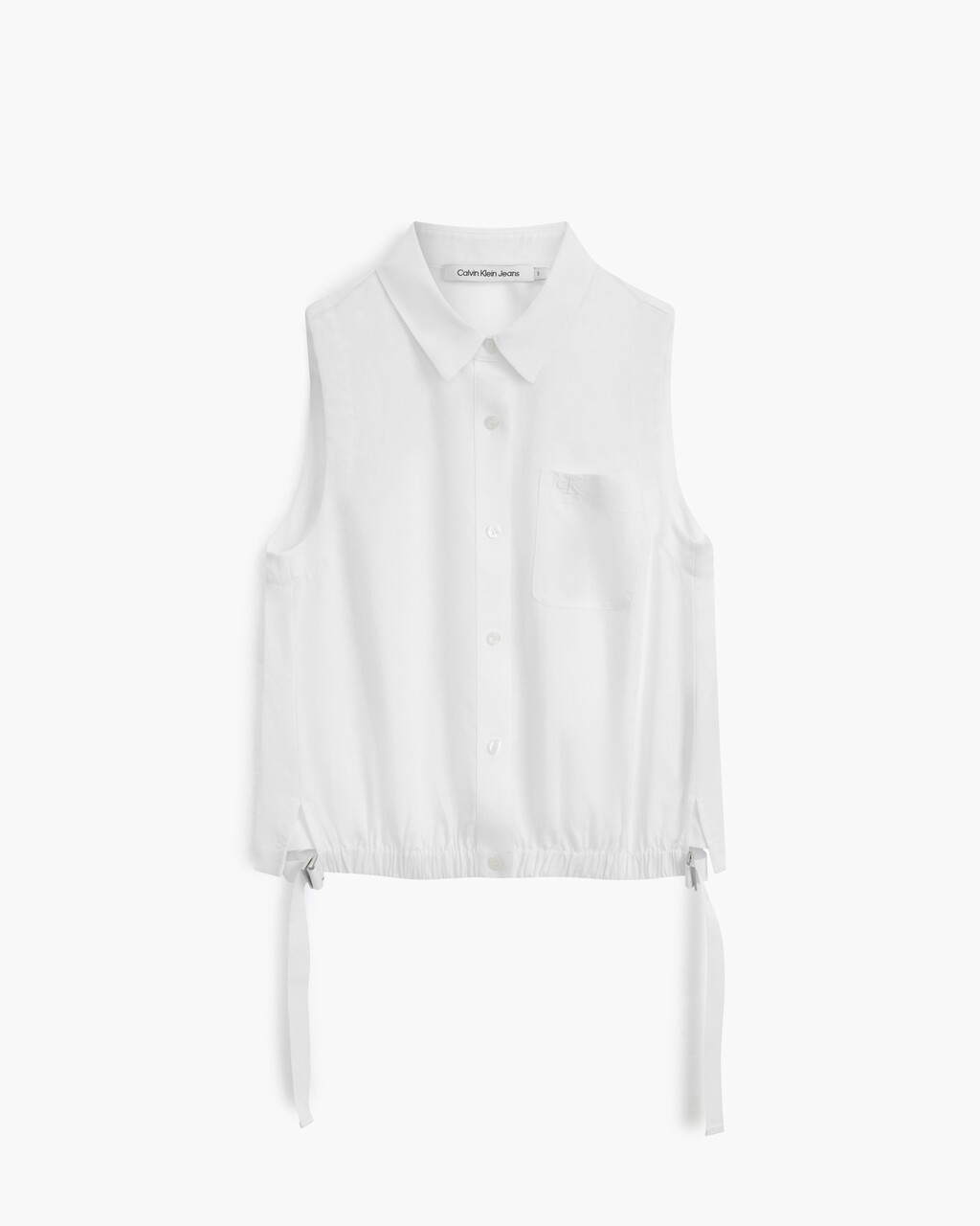 Summer Textures Side Tie Sleeveless Shirt, Bright White, hi-res