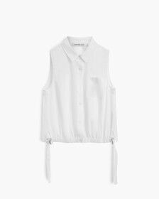 Summer Textures Side Tie Sleeveless Shirt, Bright White, hi-res