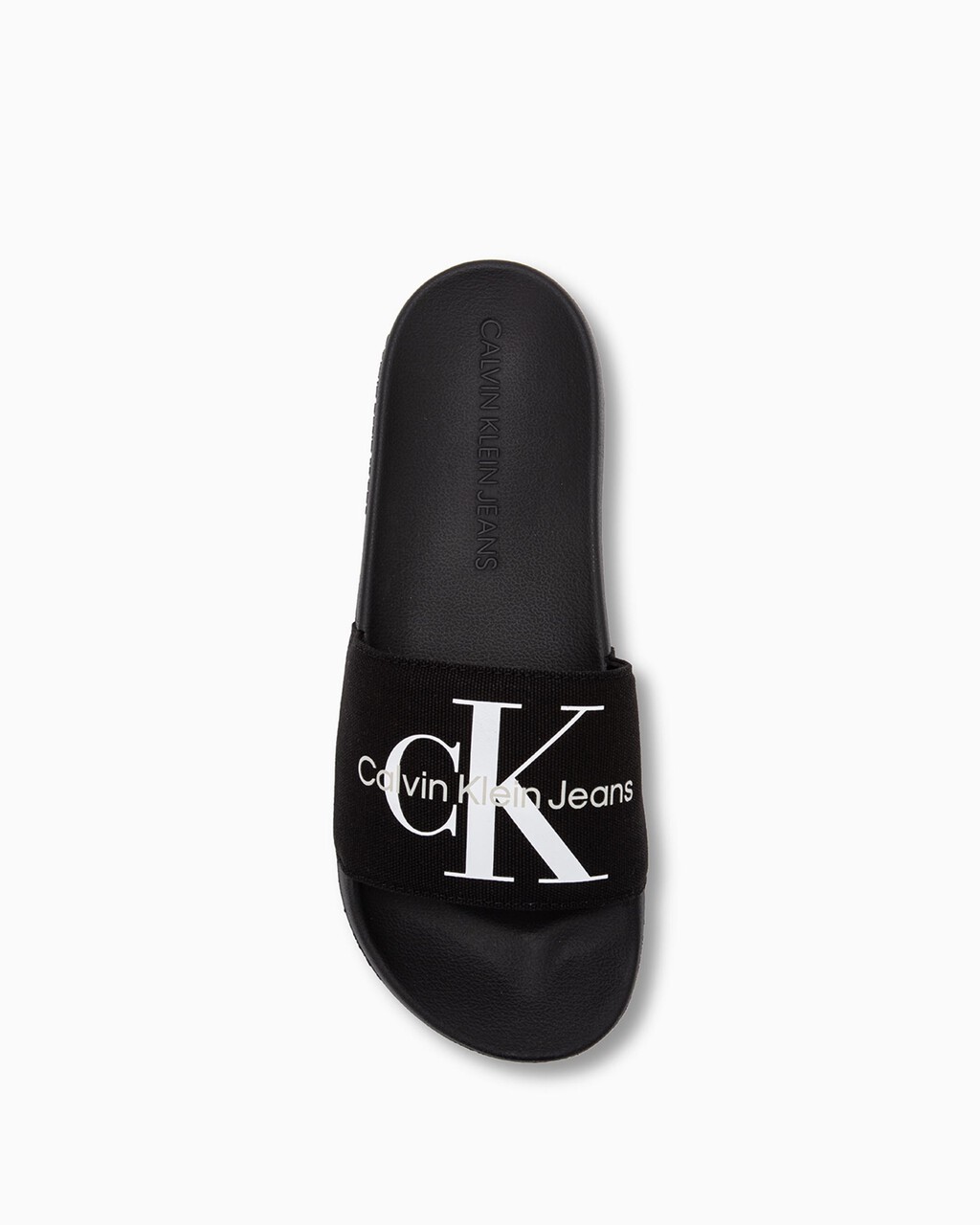 Monogram Cotton Slides, Black, hi-res