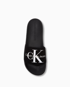 Monogram Cotton Slides, Black, hi-res
