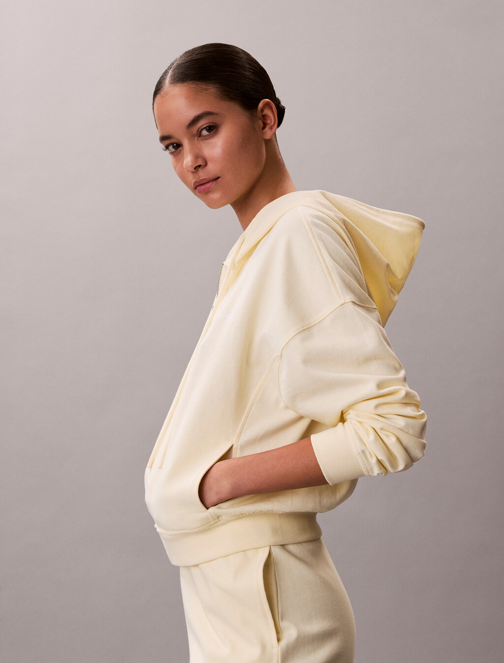 Logo Cotton Jersey Zip Thru Hoodie, Pear Sorbet, hi-res