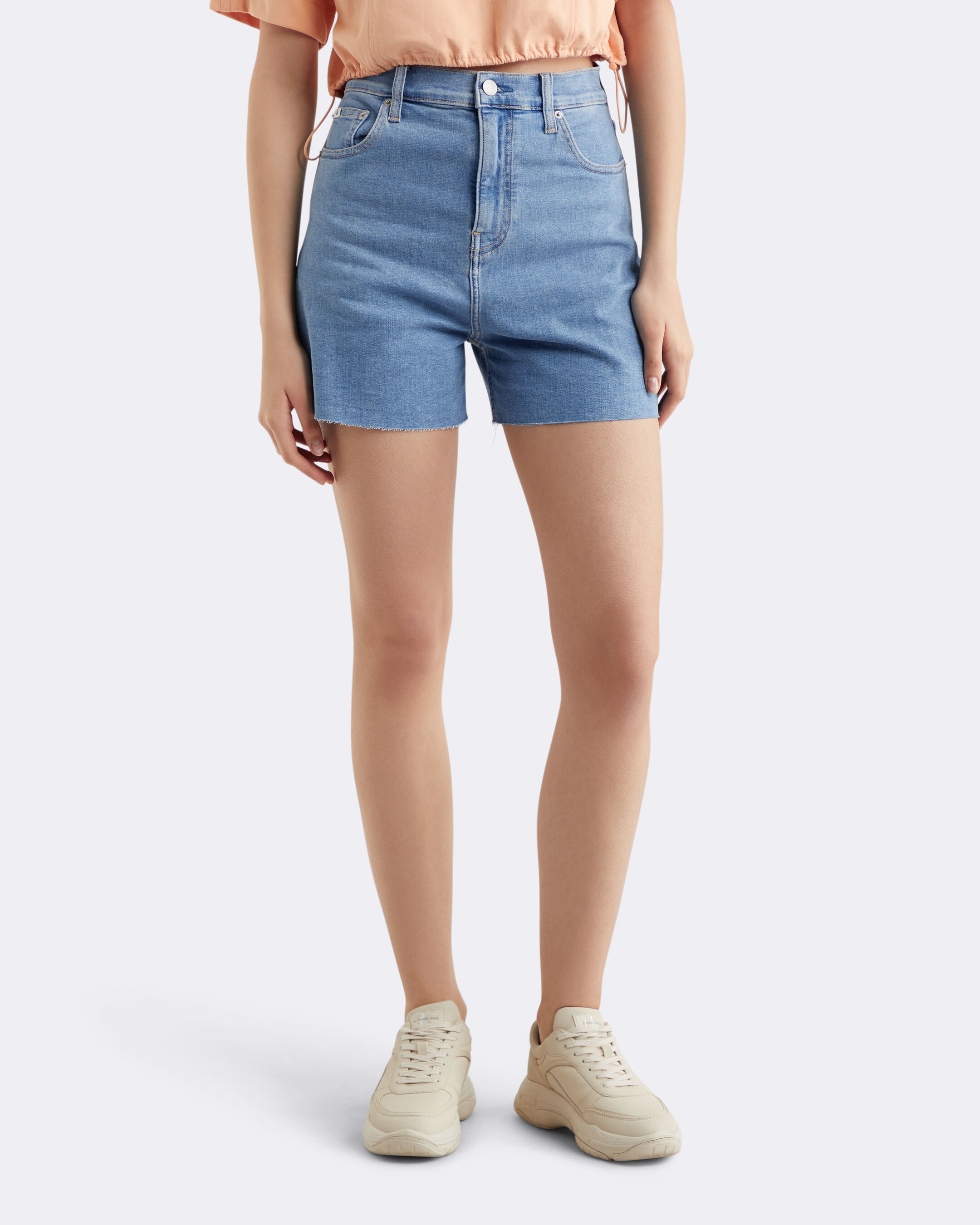 High Rise Relaxed Cooling Denim Shorts blue Calvin Klein Singapore