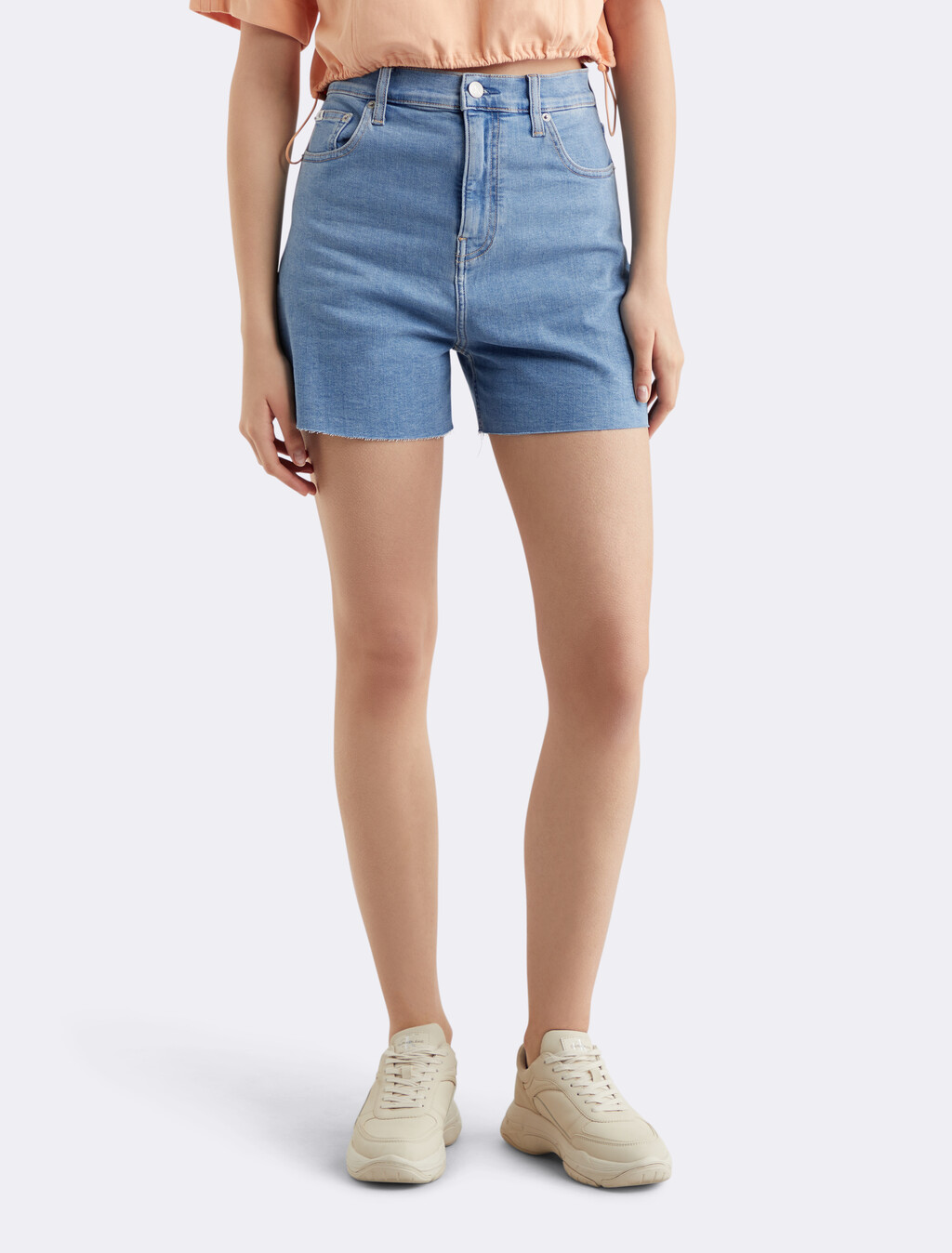 High Rise Relaxed Cooling Denim Shorts, Denim Light, hi-res