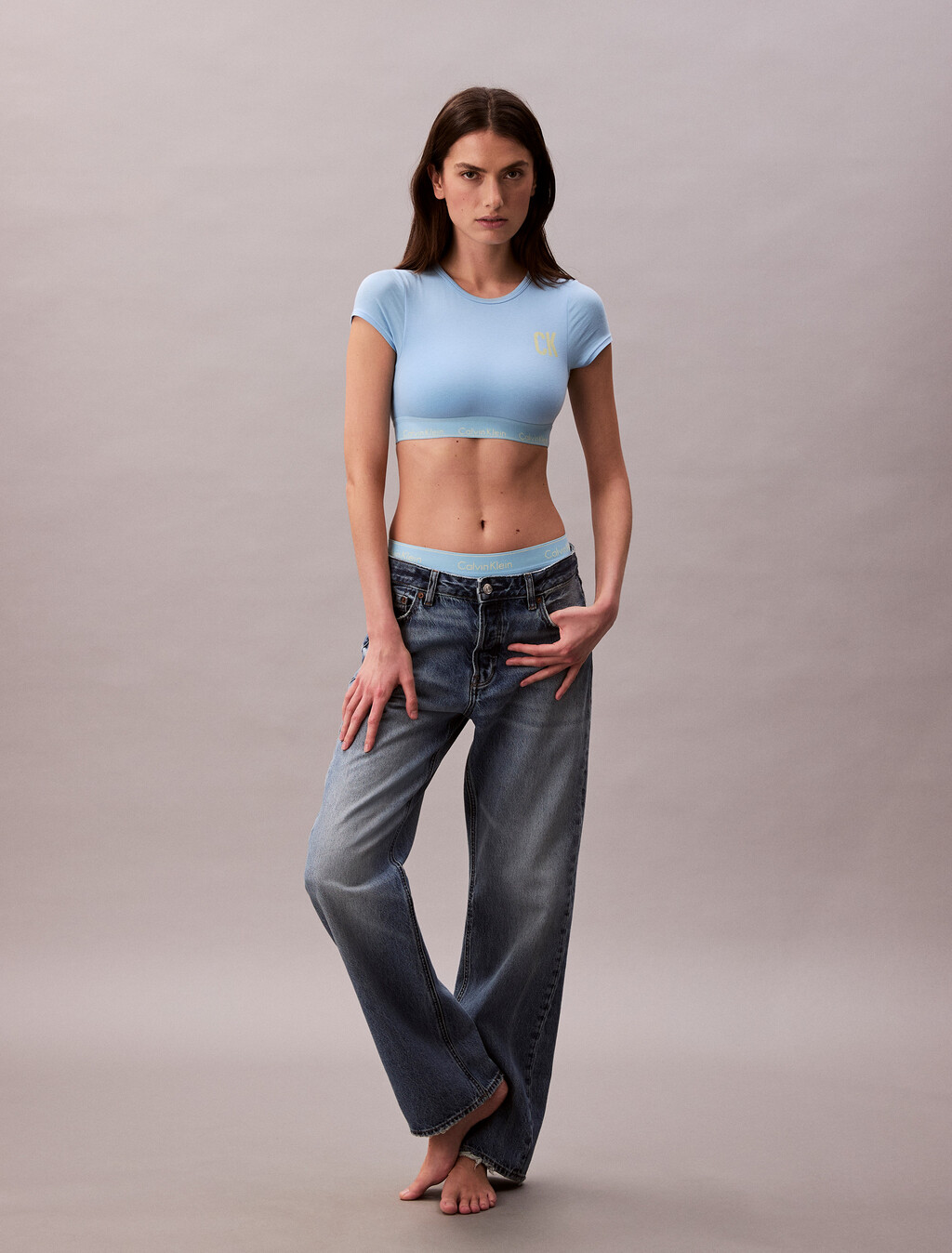 Pride Icon Cotton Modal Unlined T-Shirt Bralette, Blue Fizz, hi-res