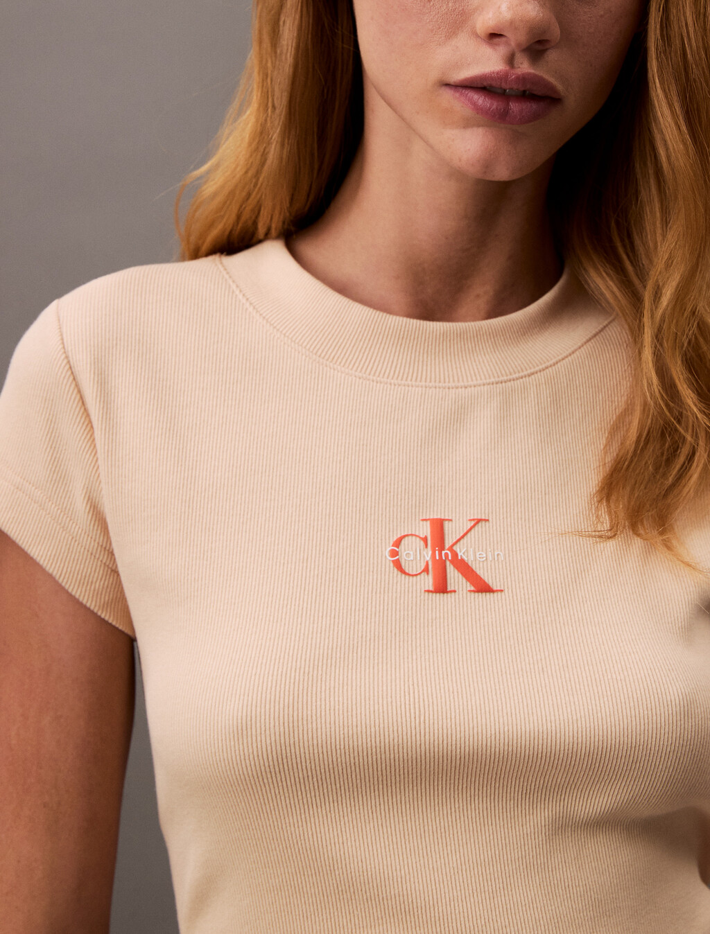 Slim Cropped Monogram T-shirt, Appleblossom, hi-res