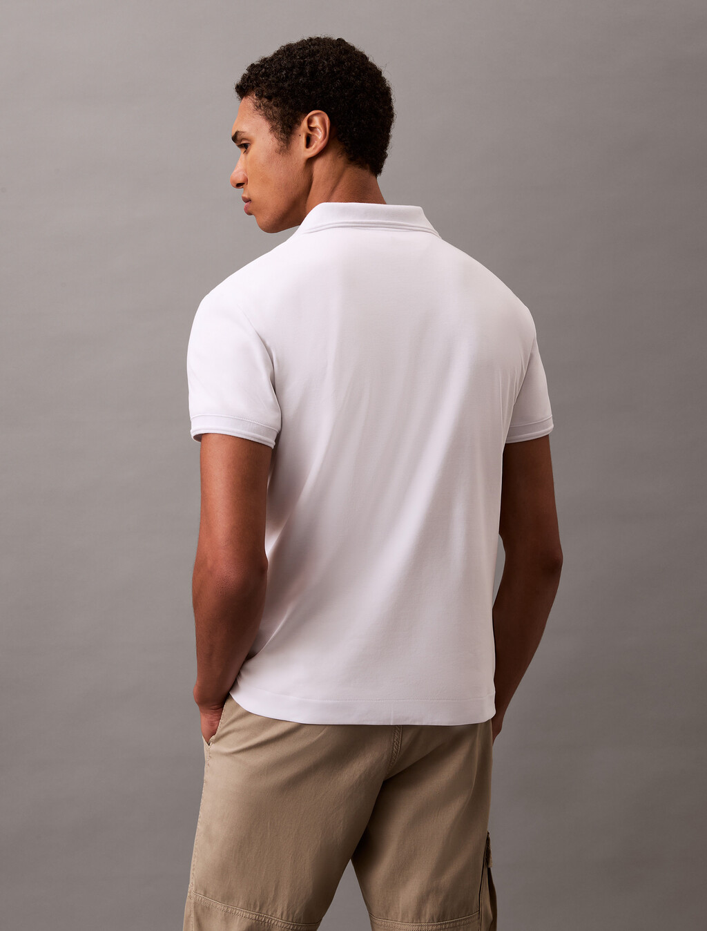 Embossed Monogram Tipped Polo, Brilliant White, hi-res
