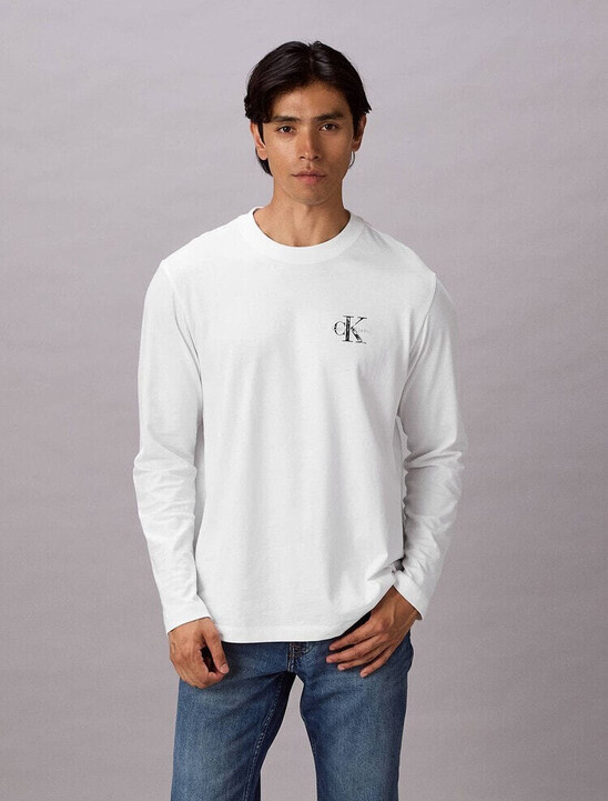 Distressed Monogram Long Sleeve Tee