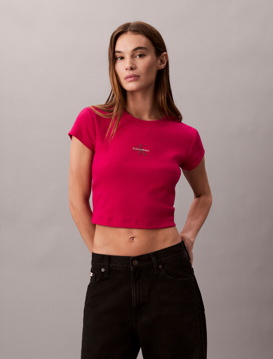 Slim Cropped Monogram T-shirt