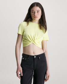 Cropped Twisted T-Shirt, Yellow Sand, hi-res