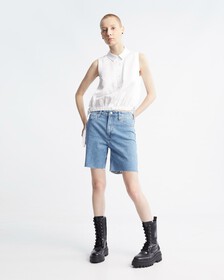 Summer Textures Side Tie Sleeveless Shirt, Bright White, hi-res