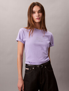 Glossy Metallic Logo T-shirt, Soft Lavender, hi-res