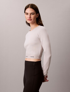 Logo Band Cropped Long Sleeve Top, Ashes Of Roses, hi-res