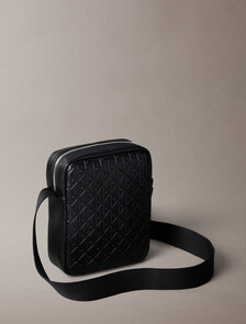 Embossed Allover Monogram Reporter Bag, Black, hi-res